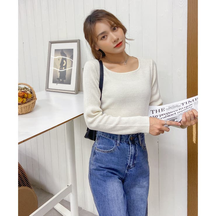 スクエアーニット リブニット トップス | ad thie | 詳細画像37 