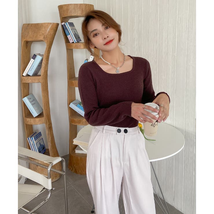 スクエアーニット リブニット トップス | ad thie | 詳細画像5 