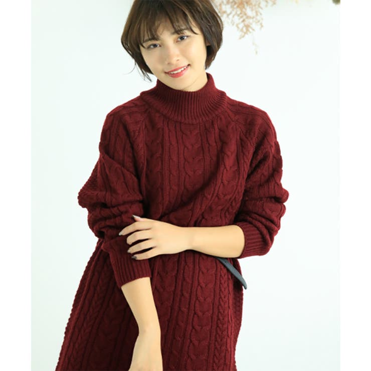 細ベルト付きケーブルニットワンピース 冬 春 品番 Adew Ad Thie アドティエ のレディースファッション通販 Shoplist ショップリスト