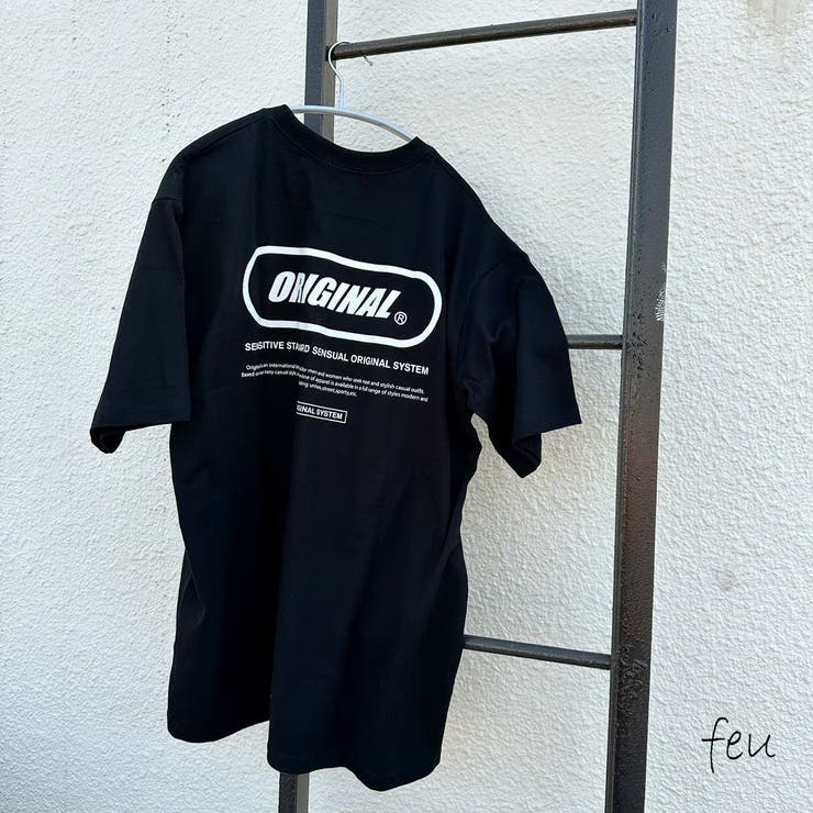 ブラック | バックプリントロゴビックTシャツ バックプリント ビックサイズ | feu