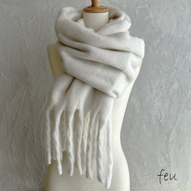 アイボリー | ボリュームマフラー 無地 厚手 | feu