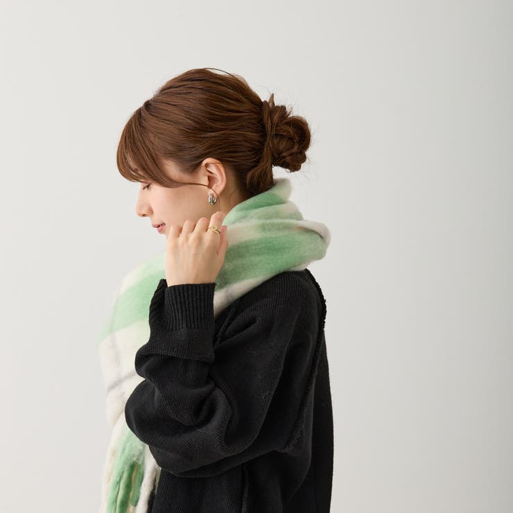 ボリュームチェックマフラー 厚手 暖かい | feu | 詳細画像11 