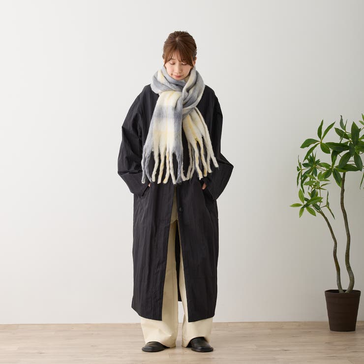 ボリュームチェックマフラー 厚手 暖かい | feu | 詳細画像12 