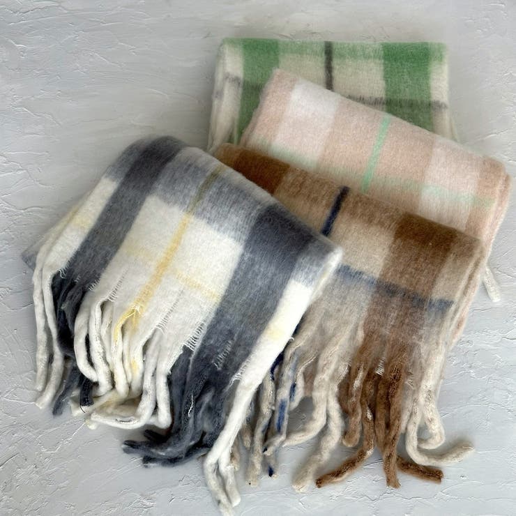 ボリュームチェックマフラー 厚手 暖かい | feu | 詳細画像13 