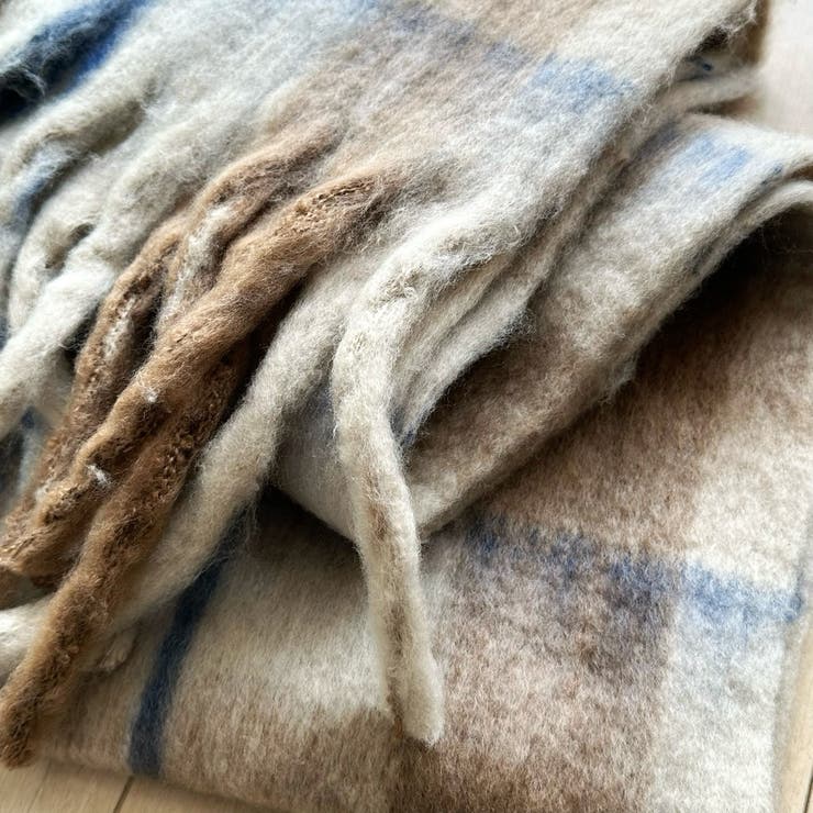 ボリュームチェックマフラー 厚手 暖かい | feu | 詳細画像8 