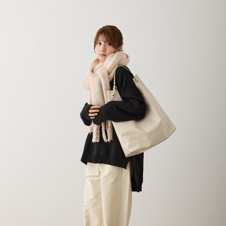 ボリュームチェックマフラー 厚手 暖かい | feu | 詳細画像9 