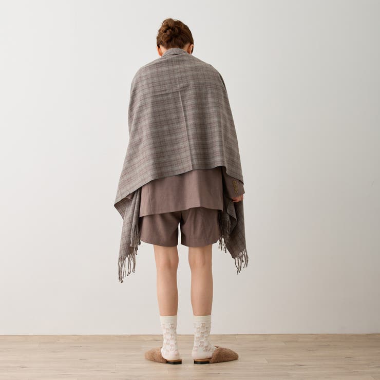 チェック柄ストールマフラー 幅広い 中厚手 | feu | 詳細画像12 