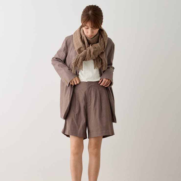 チェック柄ストールマフラー 幅広い 中厚手 | feu | 詳細画像2 