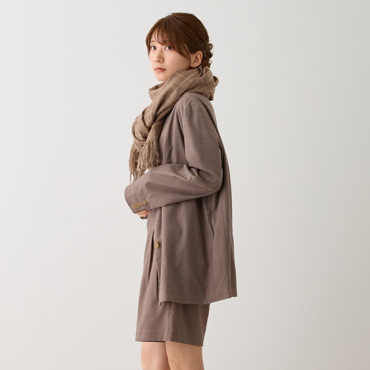 チェック柄ストールマフラー 幅広い 中厚手 | feu | 詳細画像9 