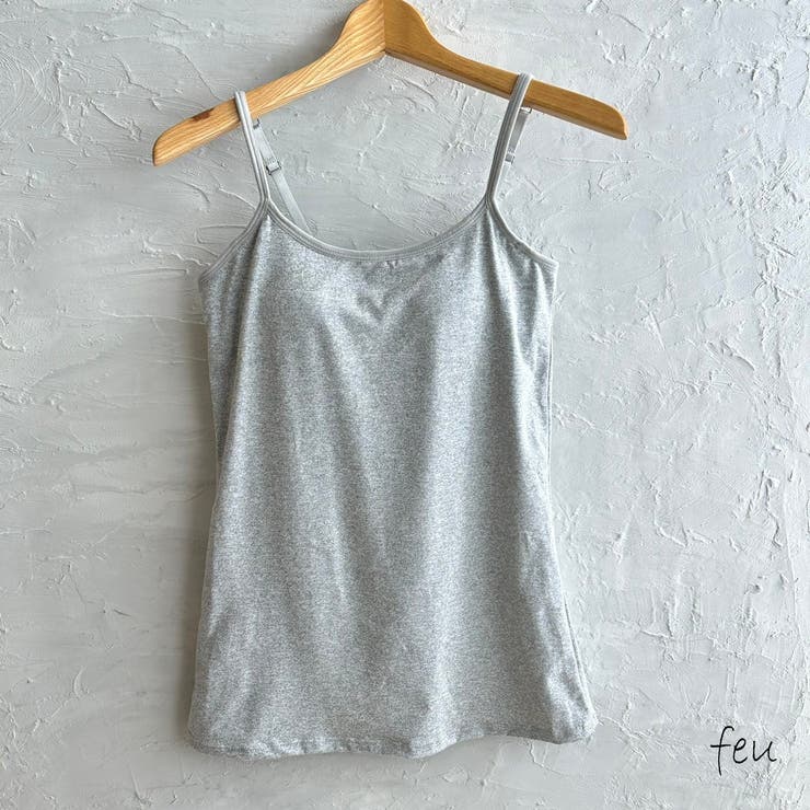 グレー | カップ付きキャミソール ブラトップ 着丈長い | feu