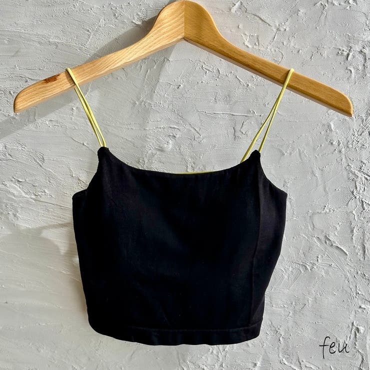 ブラック | カップ付きキャミソール ブラトップ 見せブラ | feu