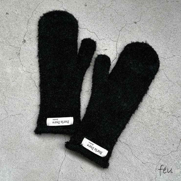 ブラック | ミトン手袋 ウォーム感 フィット | feu