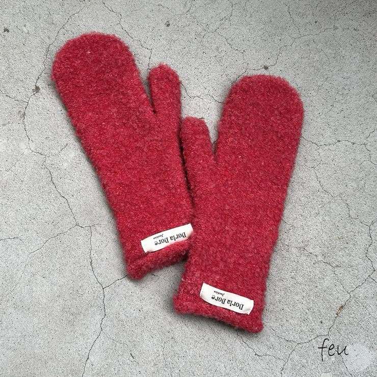 レッド | ミトン手袋 ウォーム感 フィット | feu