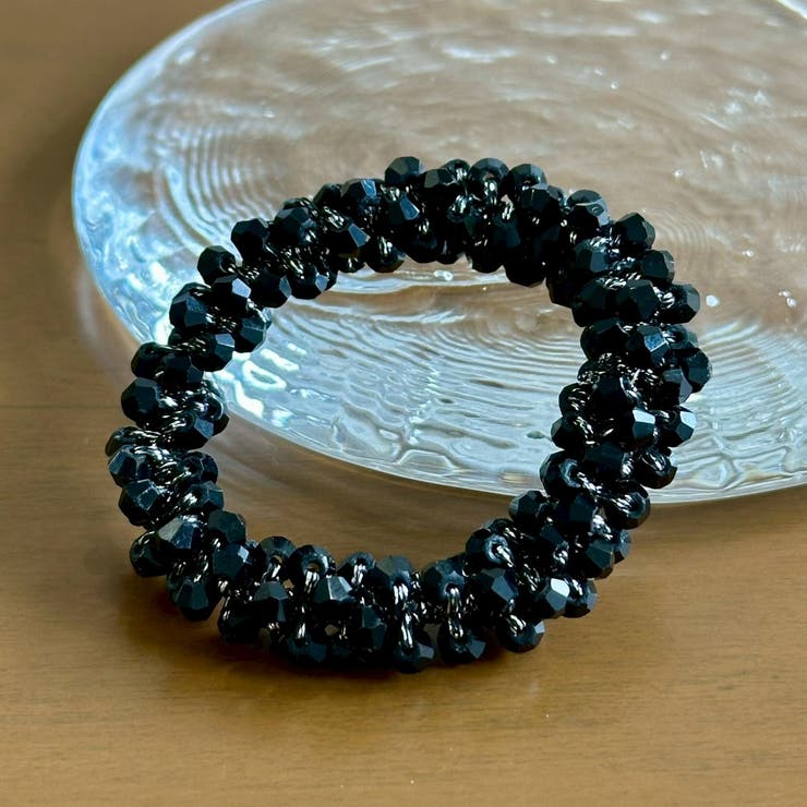 ブラック | きらきら ヘアゴム ボリューム | feu