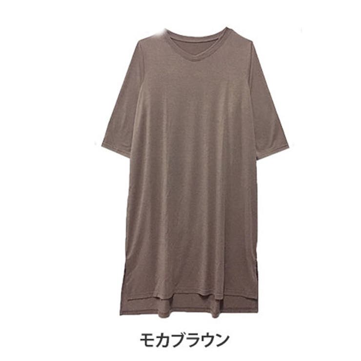 モカブラウン | HAPPYCOOL Vネック Iラインワンピース | A Happy Marilyn