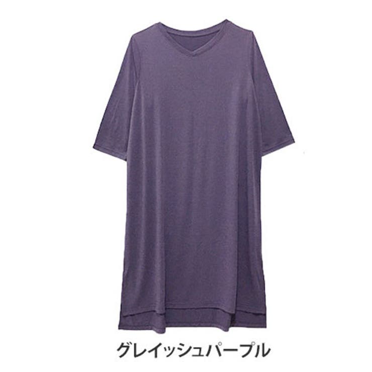 グレイッシュパープル | HAPPYCOOL Vネック Iラインワンピース | A Happy Marilyn