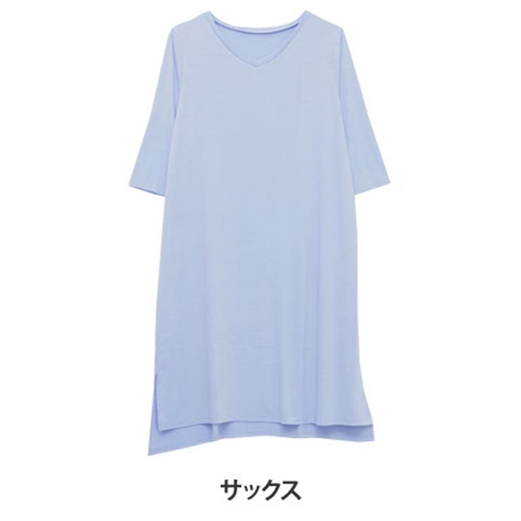 サックス | HAPPYCOOL Vネック Iラインワンピース | A Happy Marilyn