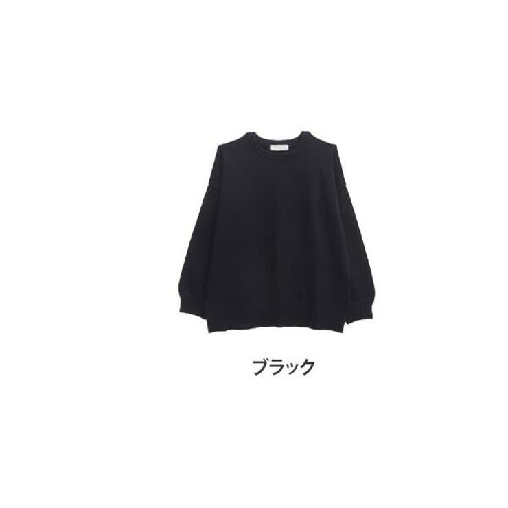 ブラック | もっちりニット 裾スリット プルオーバー | A Happy Marilyn