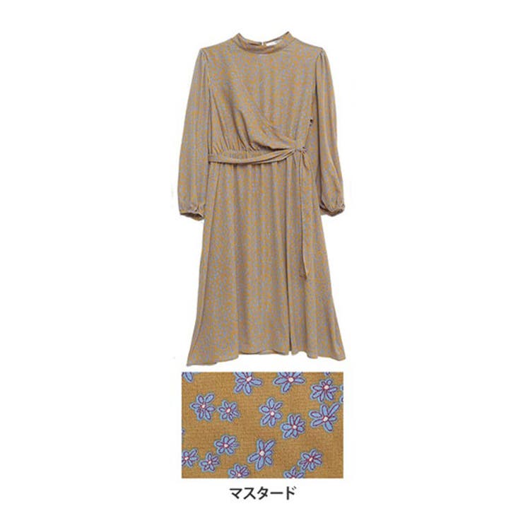 花柄プリント カシュクール ワンピース[品番：AH000018985]｜A
