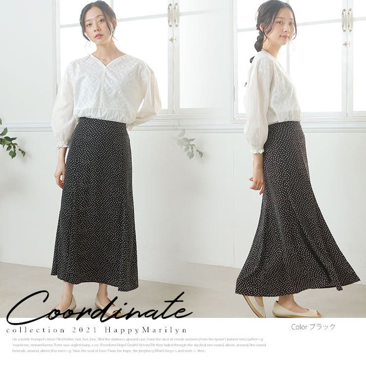 ※大きいサイズレディーススカート|ジョーゼットドット柄プリント88丈マーメイドスカート_ボトムスLL3L4L夏夏物夏服夏用ぽっちゃりゆったりかわいいおしゃれカジュアル[TG25049LL-1/TG25049LL-2/TG25049LL-3/TG25049LL-4]OMMBT