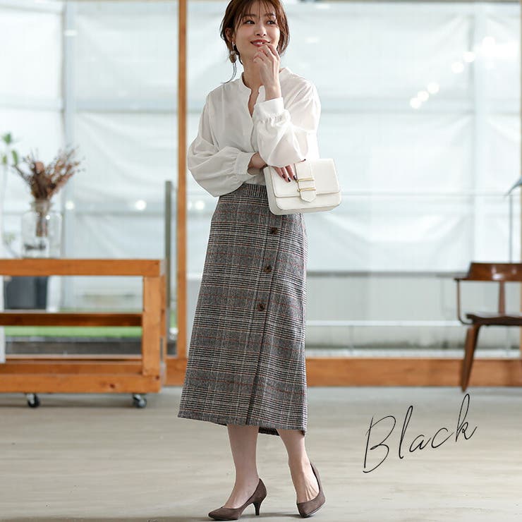 スカート rin Rin 幾何柄ふくれジャガード タックスカート[品番：AH000022372