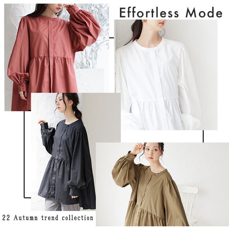 大きいサイズレディーストップス|【effortlessmode】T/Cタイプライターワンティアードシャツブラウスチュニック_シャツブラウスLL3L4L秋秋物秋冬ぽっちゃりゆったりかわいいおしゃれカジュアルナチュラルプラスサイズ[trc-242003]