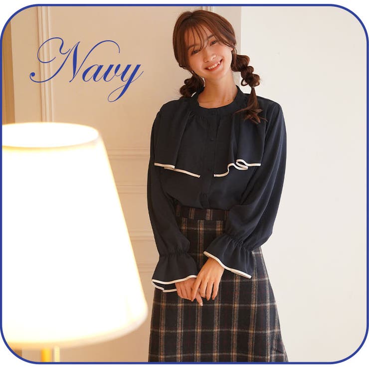 MarilynSweet体型別フェミニン パイピング フリルブラウス | A Happy Marilyn | 詳細画像13 