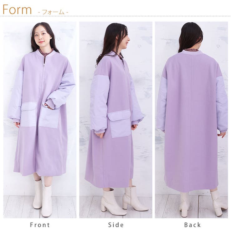 大きいサイズレディースアウター|毛玉レスMA-1風切替コート_コートジャケットLL3L4L冬冬物冬服ぽっちゃりゆったりかわいいおしゃれカジュアルナチュラルプラスサイズフェイクウール異素材切替MA1風袖切り替え[trc-222004]
