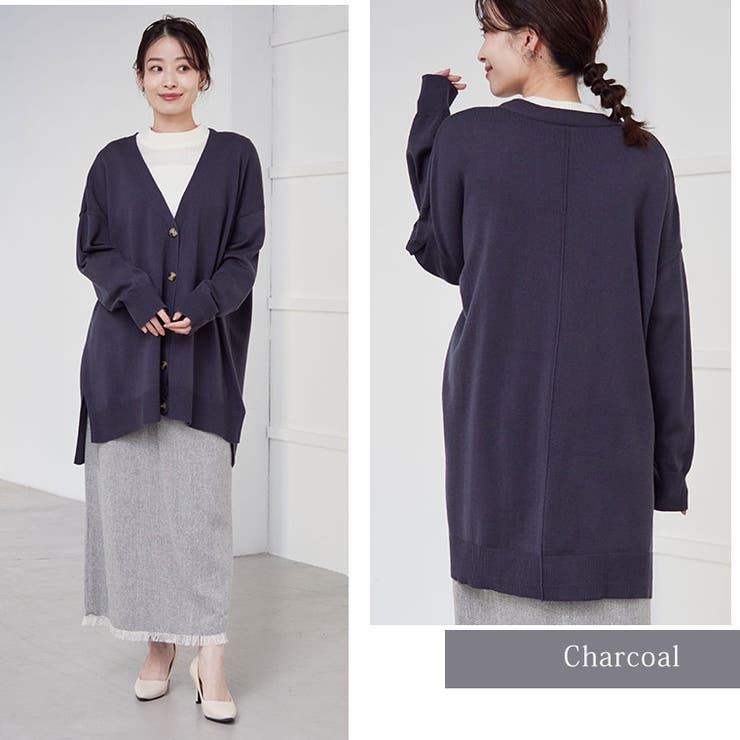 Rin スリット ニットカーデ[品番：AH000021590]｜A Happy