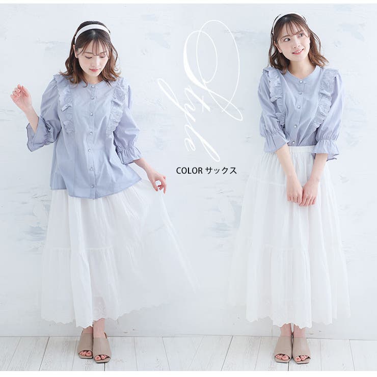 肩フリルデザイン 刺繍レースが可愛い ぽっちゃりさんが着やすいブラウス | A Happy Marilyn | 詳細画像9 