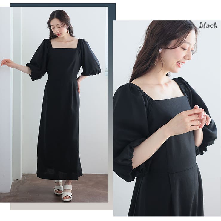 魅力的な Rin Happy ロングワンピース[品番：AH000021934]｜A バルーン袖 ワンピース