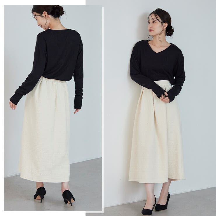 Rin 幾何柄ふくれジャガード タックスカート | A Happy Marilyn | 詳細画像12 