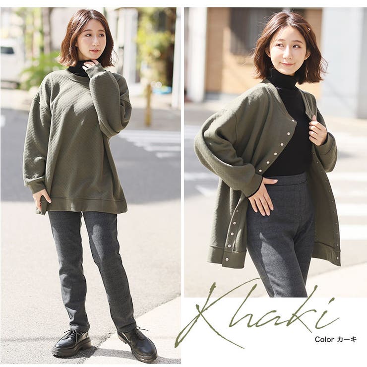 ぽっちゃりさんの為に作ったキルトシリーズ 前後2WAY ドット釦カーディガン | A Happy Marilyn | 詳細画像12 