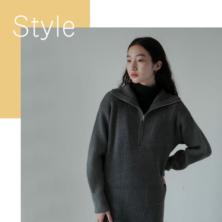 LUMFORLEproducedbyMy:nia 片畦ニット ハーフZIPワンピ… | A Happy Marilyn | 詳細画像17 