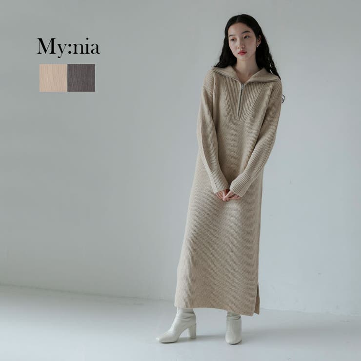 LUMFORLEproducedbyMy:nia 片畦ニット ハーフZIPワンピ… | A Happy Marilyn | 詳細画像9 