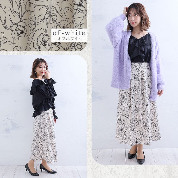 線画プリント 花柄 スカート | A Happy Marilyn | 詳細画像10 