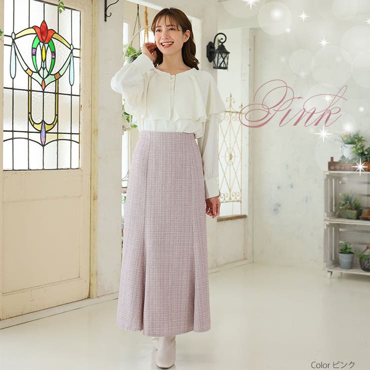 KAREN ラメチェックツイード マーメイドスカート[品番