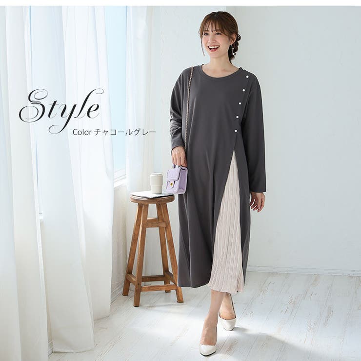 スラリ細魅せ美人 カットジョーゼット サイドプリーツ切替 | A Happy Marilyn | 詳細画像11 