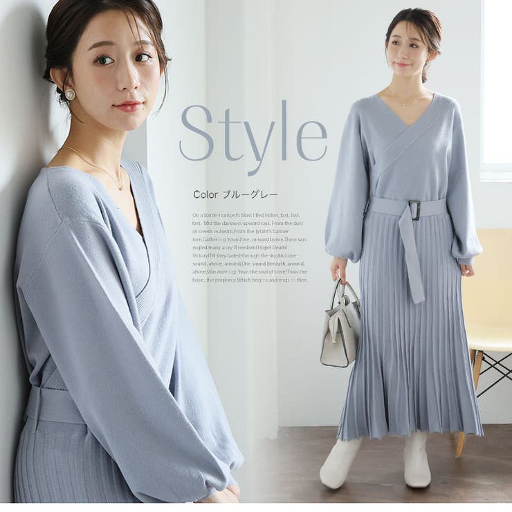 カシュクール フレアデザイン ニットワンピース | A Happy Marilyn | 詳細画像6 