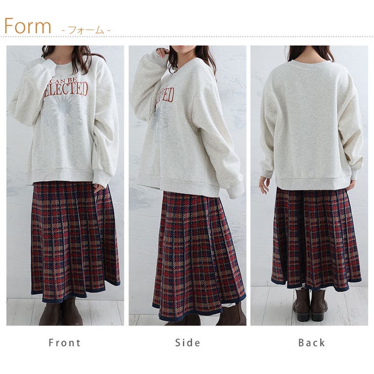 着るだけ「華やか」フラワー箔プリント ロゴ刺繍 裏起毛 | A Happy Marilyn | 詳細画像12 