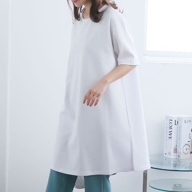 オフホワイト | 五分袖 体型カバー チュニック | A Happy Marilyn