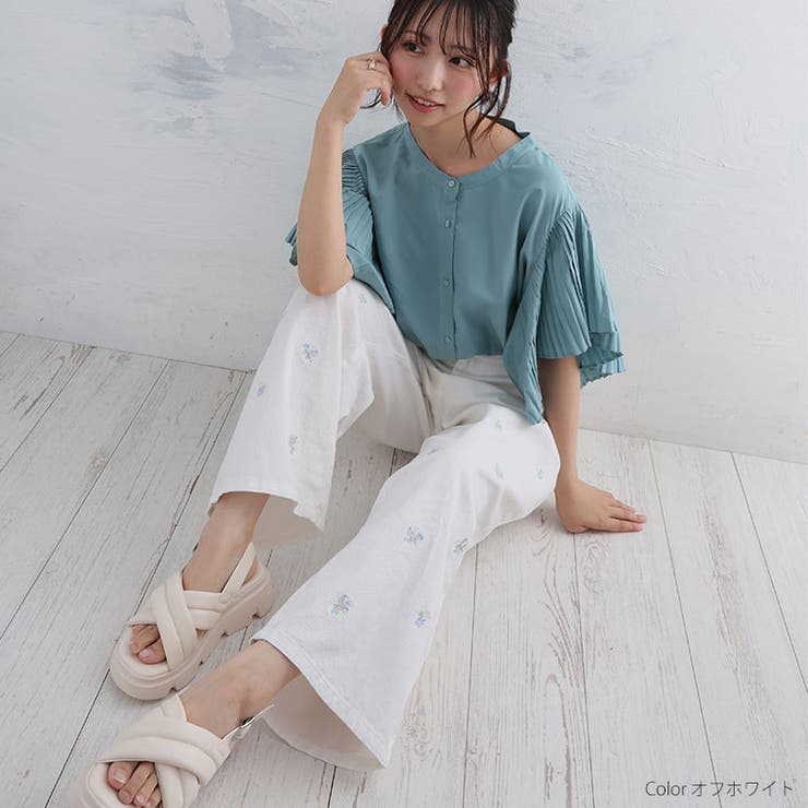 小花ちりばめ刺繍 カツラギ パンツ | A Happy Marilyn | 詳細画像11 