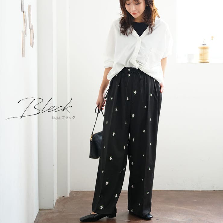 麻調 花刺繍 パンツ | A Happy Marilyn | 詳細画像11 