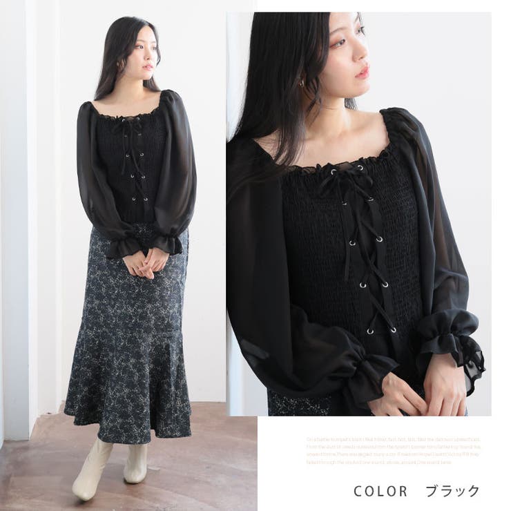 シフォン シャーリング ブラウス | A Happy Marilyn | 詳細画像11 