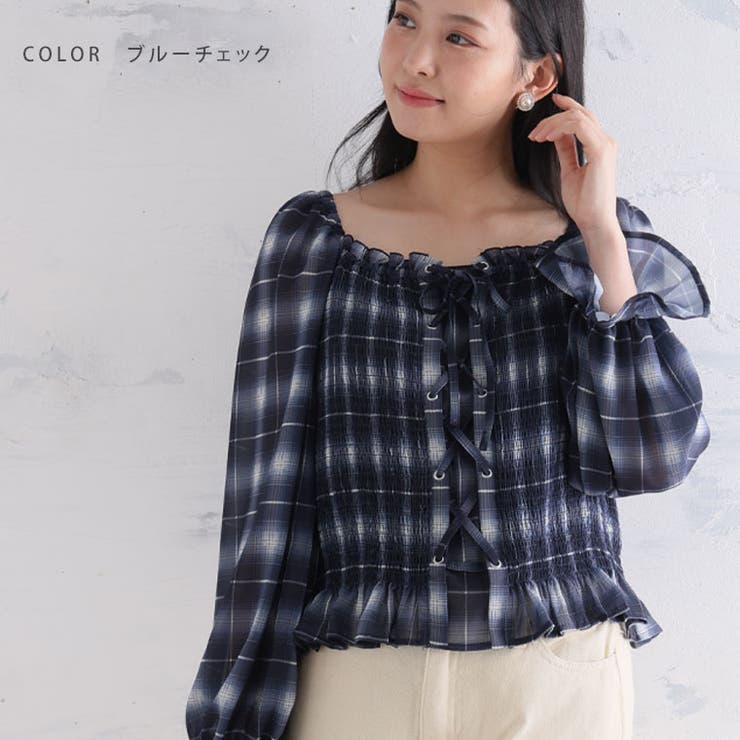 シフォン シャーリング ブラウス | A Happy Marilyn | 詳細画像15 