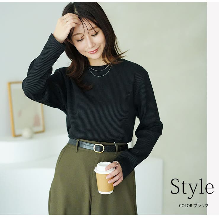 【ちょい温シリーズ】ラウンドネック リブ トップス | A Happy Marilyn | 詳細画像15 