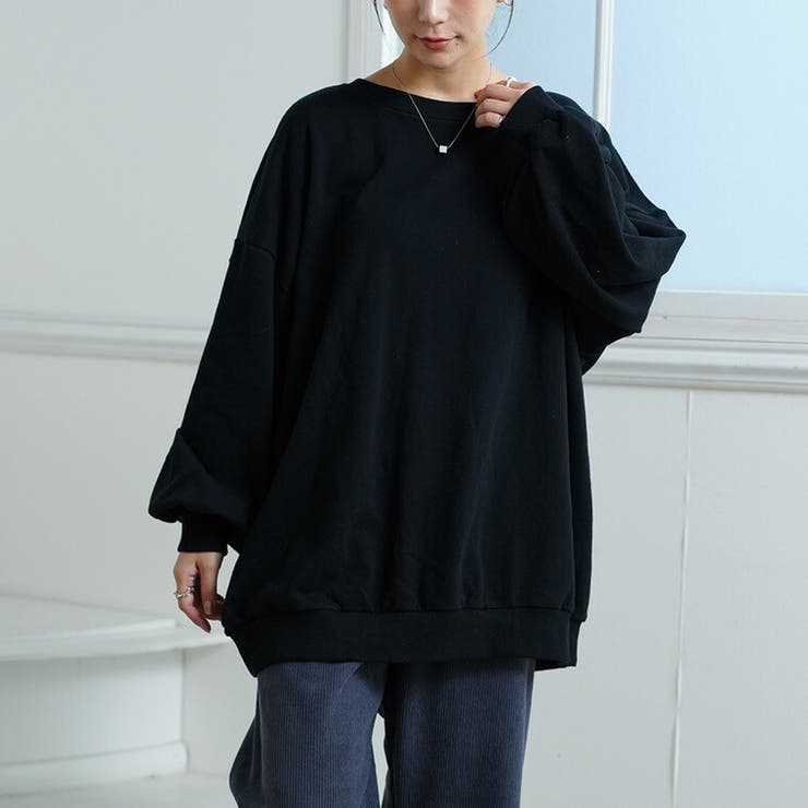 ブラック | 【裏起毛の服苦手さんにおススメ】ゆるシルエット スウェット トレーナー | A Happy Marilyn