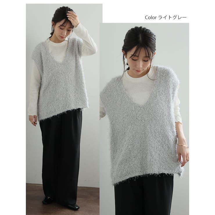 ブラッシュフェザー Vネック ベスト | A Happy Marilyn | 詳細画像13