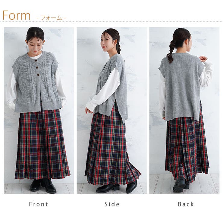 お家で洗える ケーブルニット ポンチョベスト | A Happy Marilyn | 詳細画像15