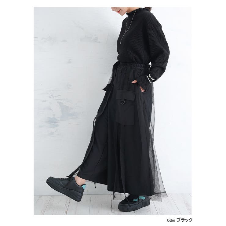 チュール重ね デザイン ワイドパンツ | A Happy Marilyn | 詳細画像9